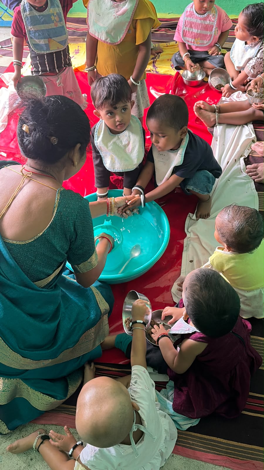 Handwashing practice at the crèche before meals