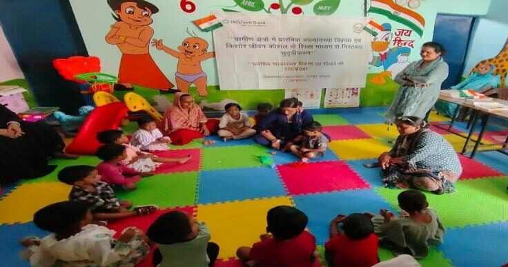 Play-based learning with children at an Anganwadi Centre