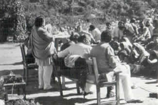 A public meeting in the hills, from the SBMA archive